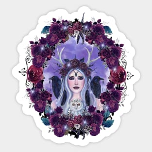 Jaylah goddess art with ravens By Renee L. Lavoie Sticker